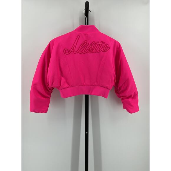 Aliette Bomber Pink Polyester Jacket Size 4 - Picture 3 of 6